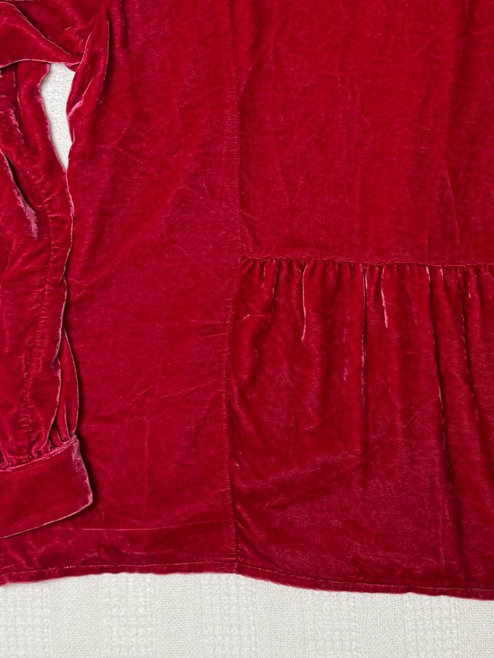 J. Jill Women PL Petite Red Velvet Long Sleeve Button-Up Blouse - Picture 5 of 9